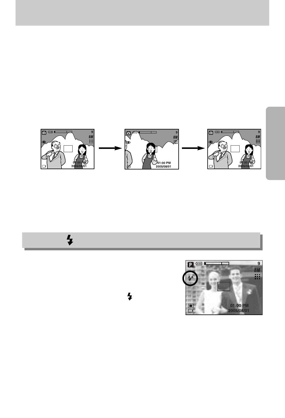 Focus lock, Flash( )/ left button | Samsung Digimax V800 User Manual | Page 33 / 144