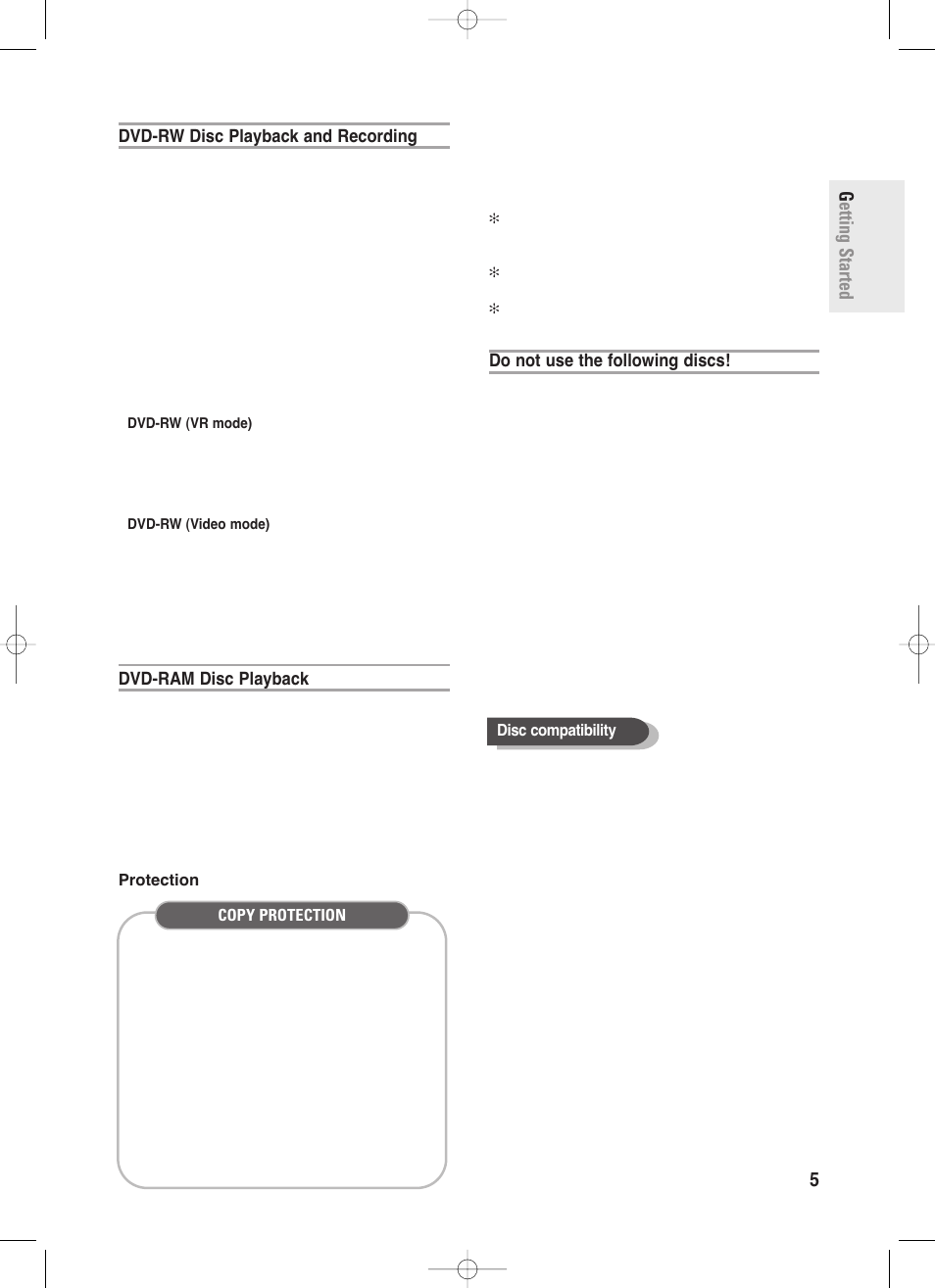 Getting started english - 5 | Samsung DVD-R130S User Manual | Page 5 / 97