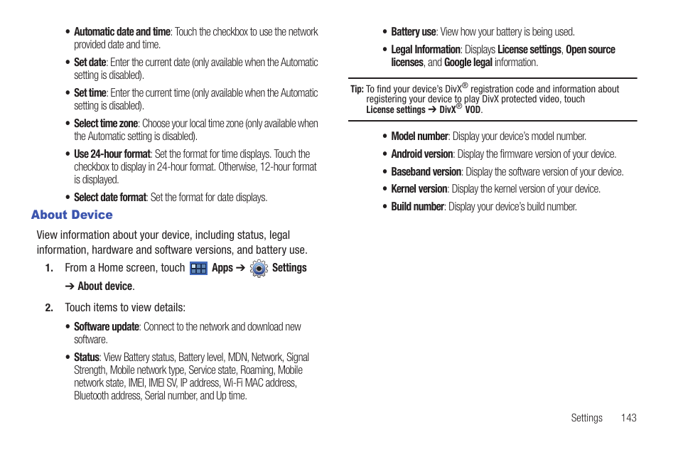 About device | Samsung 8.9 User Manual | Page 147 / 176
