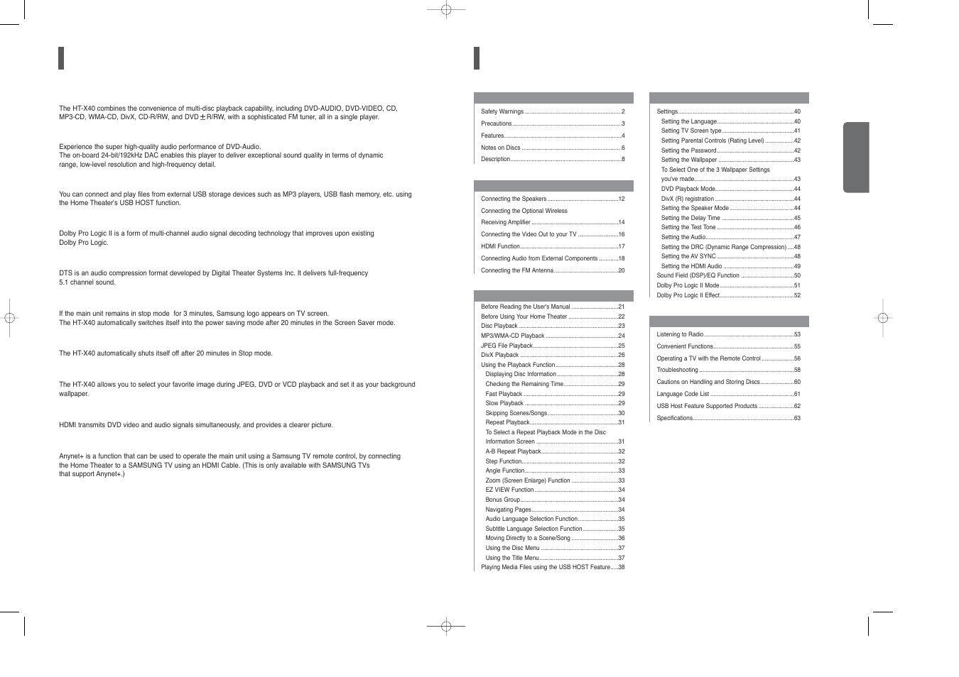 Samsung HT-X40 User Manual | Page 3 / 33