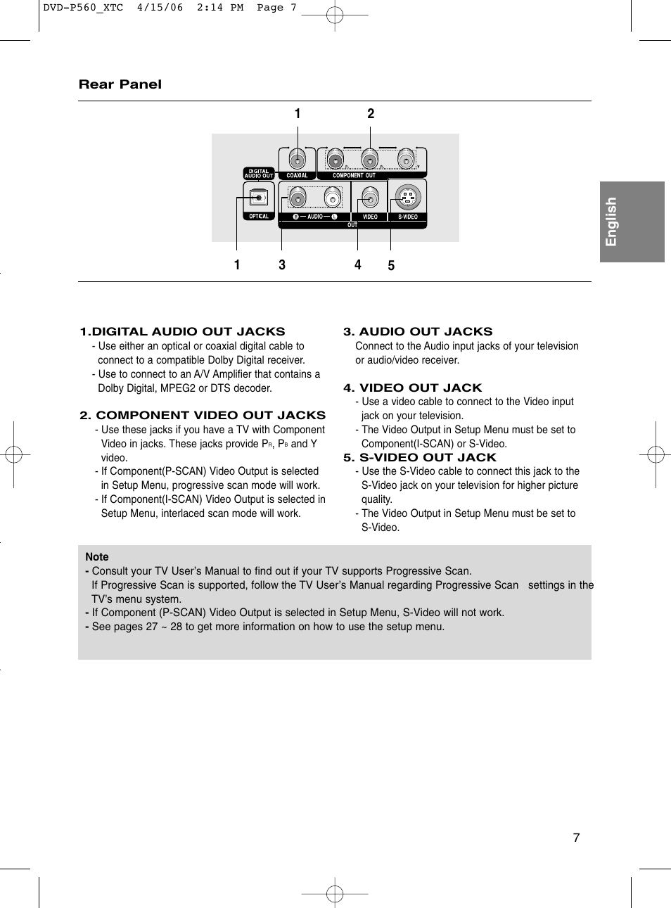 English | Samsung DVD-P560 User Manual | Page 7 / 36