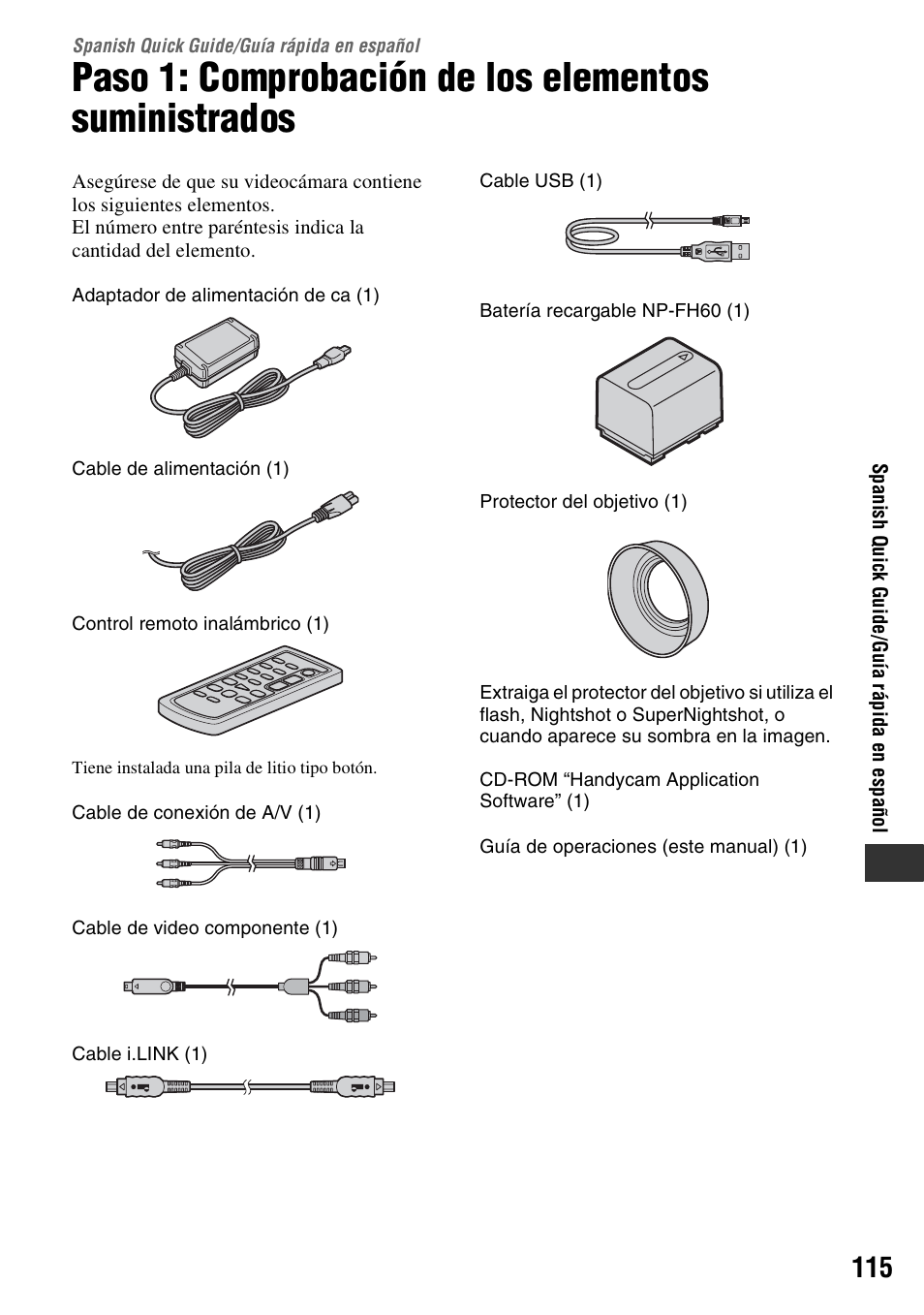 Spanish quick guide/guía rápida en español, Spanish quick guide, Guía rápida en español | Sony HDR-HC9 User Manual | Page 115 / 128