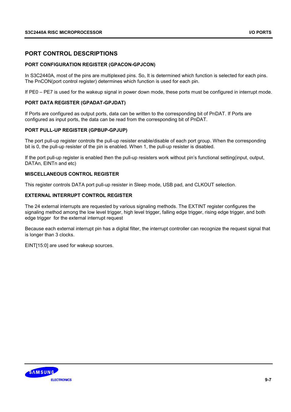 Port control descriptions | Samsung S3C2440A User Manual | Page 253 / 560