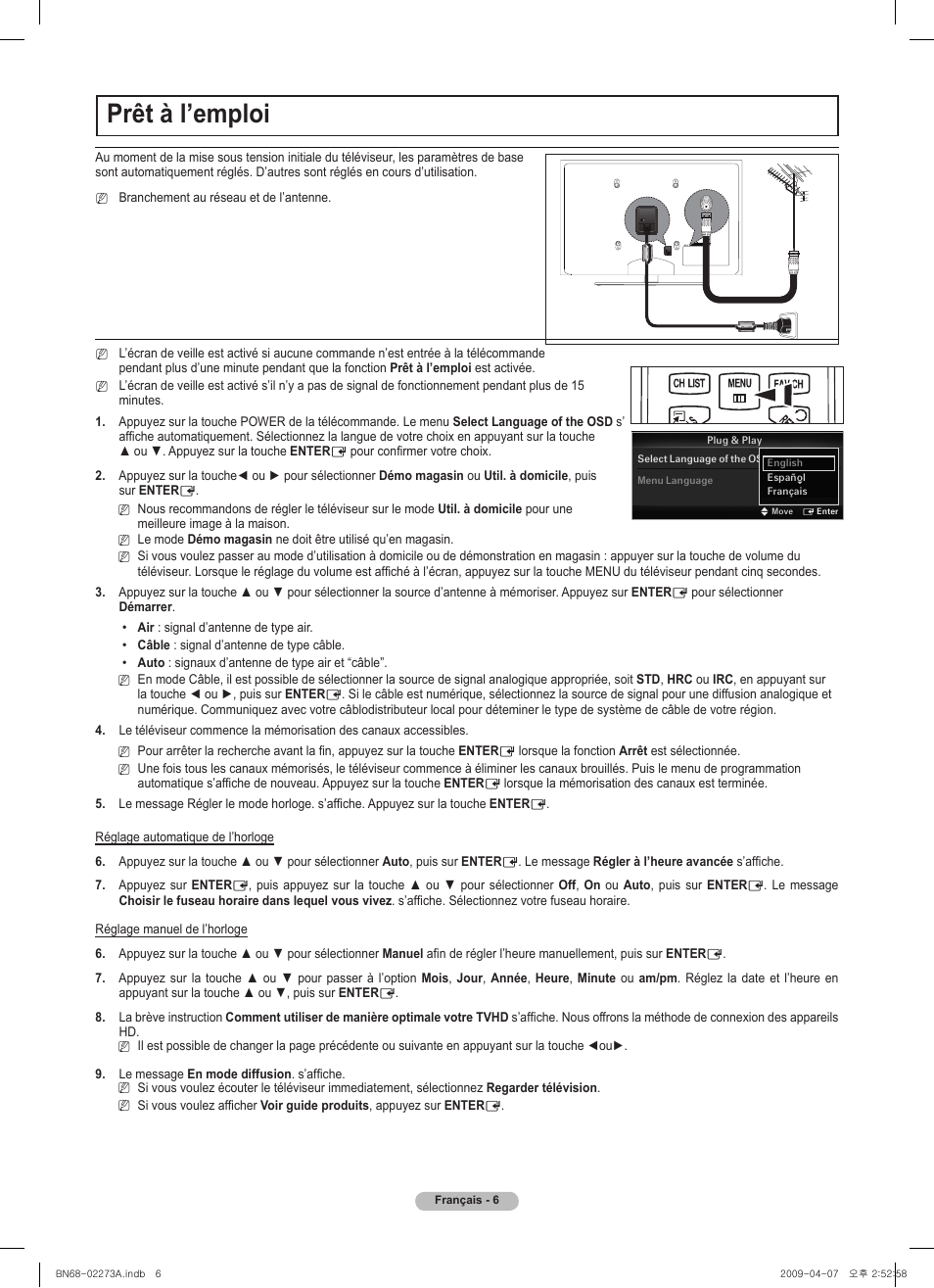 Prêt à l’emploi | Samsung BN68-02135A User Manual | Page 23 / 28