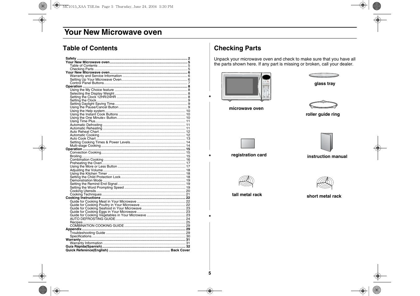 Samsung MC1015 User Manual | Page 5 / 36