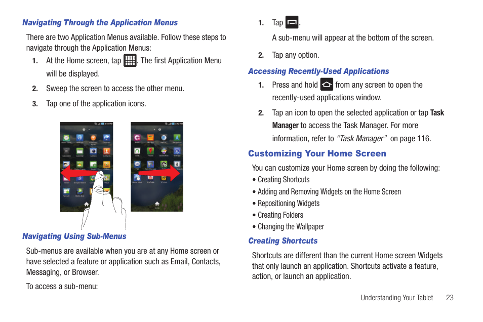 Customizing your home screen | Samsung Galaxy Tab A3LSGHI987 User Manual | Page 27 / 146