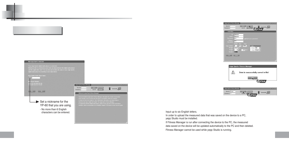 Using fitness manager | Samsung YP-60 User Manual | Page 19 / 38
