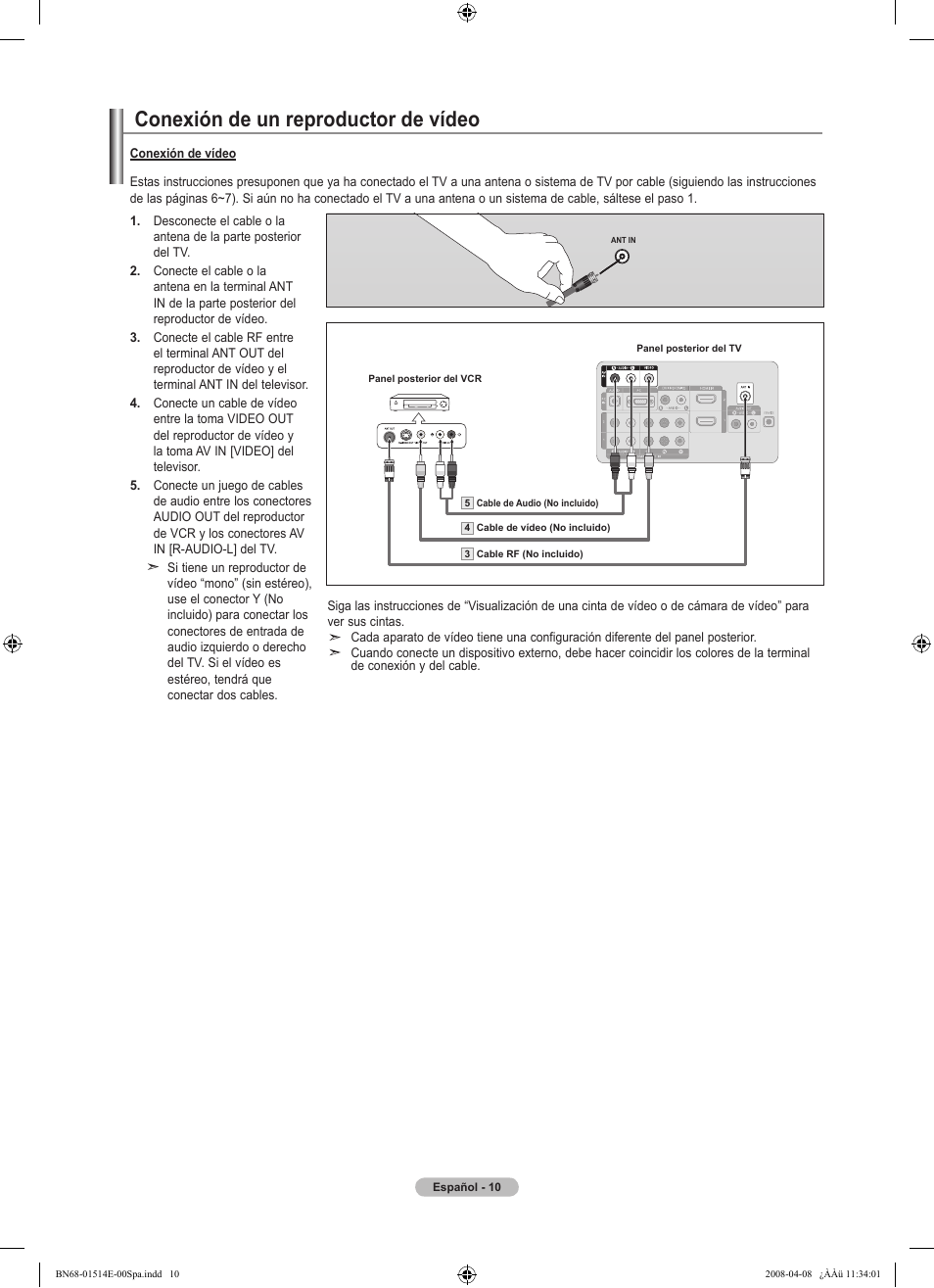 Conexión de un reproductor de vídeo | Samsung Digimax 330 User Manual | Page 62 / 102
