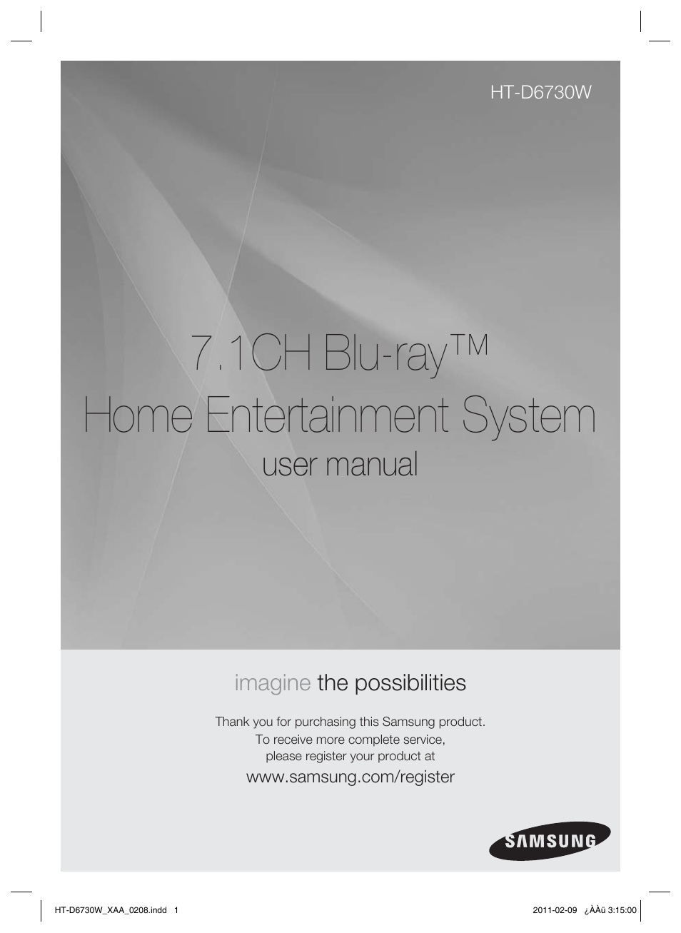 Samsung 7.1 CH BLU-RAY HT-D6730W User Manual | 80 pages