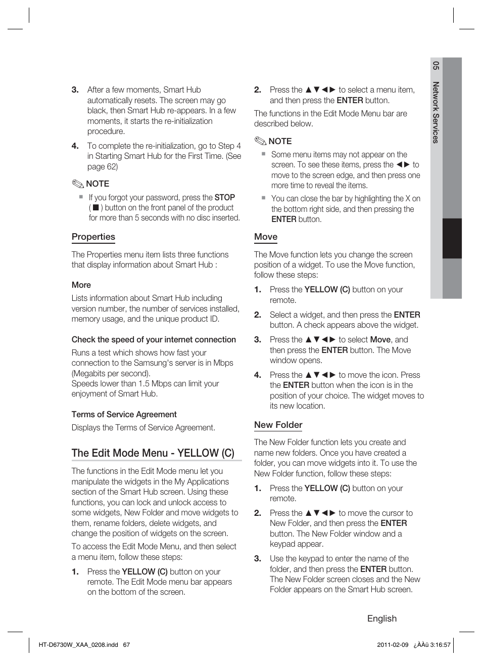 The edit mode menu - yellow (c) | Samsung 7.1 CH BLU-RAY HT-D6730W User Manual | Page 67 / 80