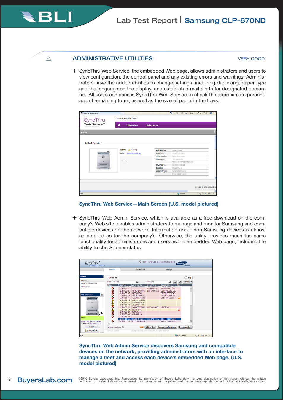 Lab test report, Samsung clp-670nd | Samsung CLP-670ND User Manual | Page 3 / 18