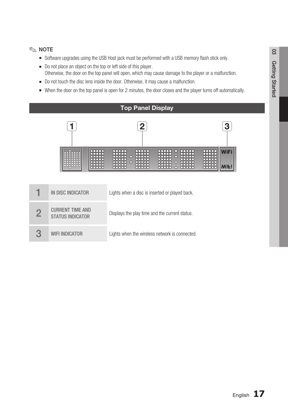 Top panel display, Ab c | Samsung BD-C7500 User Manual | Page 17 / 69