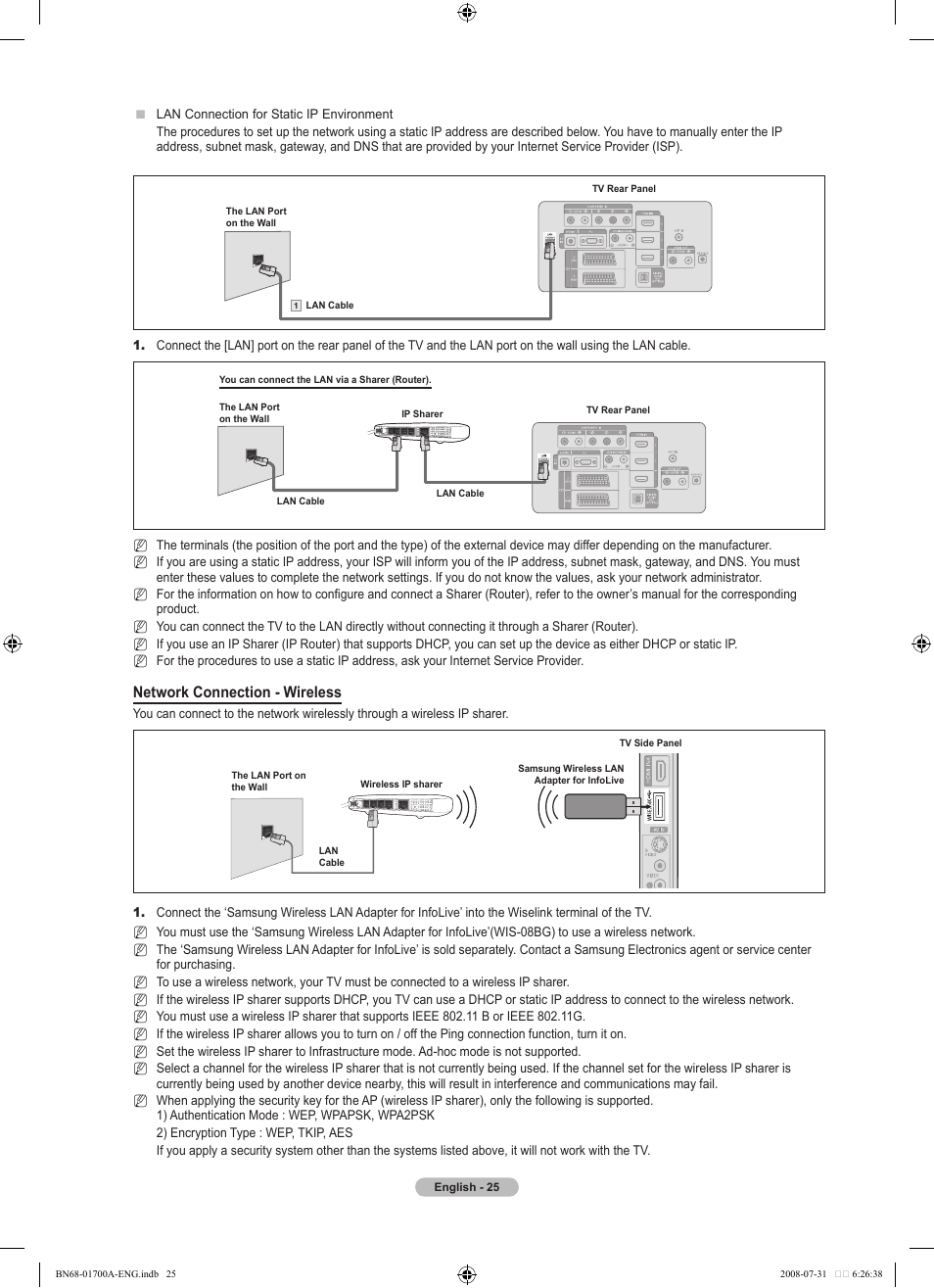Network connection - wireless | Samsung BN68-01700A-00 User Manual | Page 27 / 68