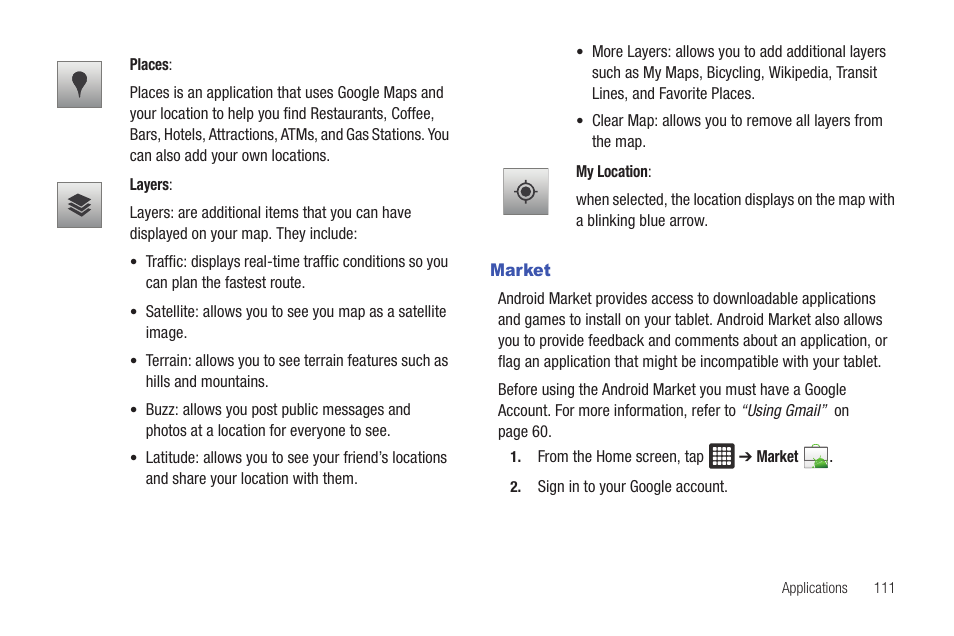 Market | Samsung GALAXY Tab SGH-I987 User Manual | Page 115 / 149