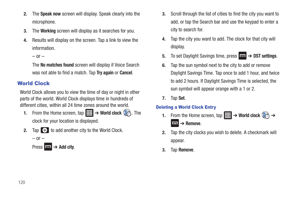 World clock | Samsung GALAXY Tab SGH-I987 User Manual | Page 124 / 149