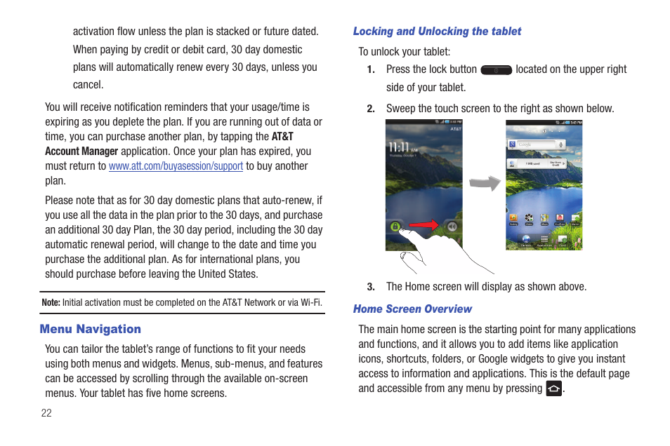 Menu navigation | Samsung GALAXY Tab SGH-I987 User Manual | Page 26 / 149