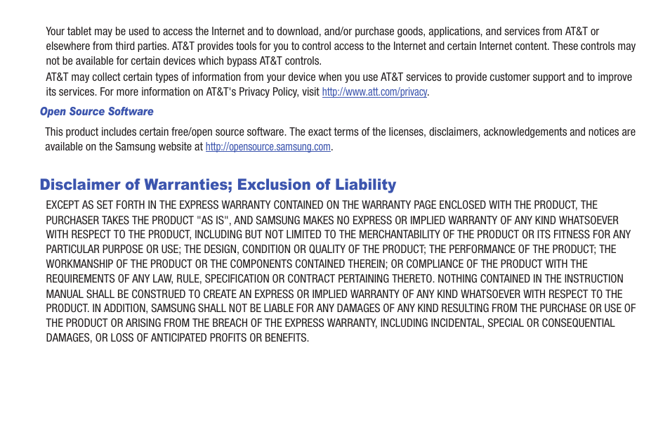 Disclaimer of warranties; exclusion of liability | Samsung GALAXY Tab SGH-I987 User Manual | Page 4 / 149