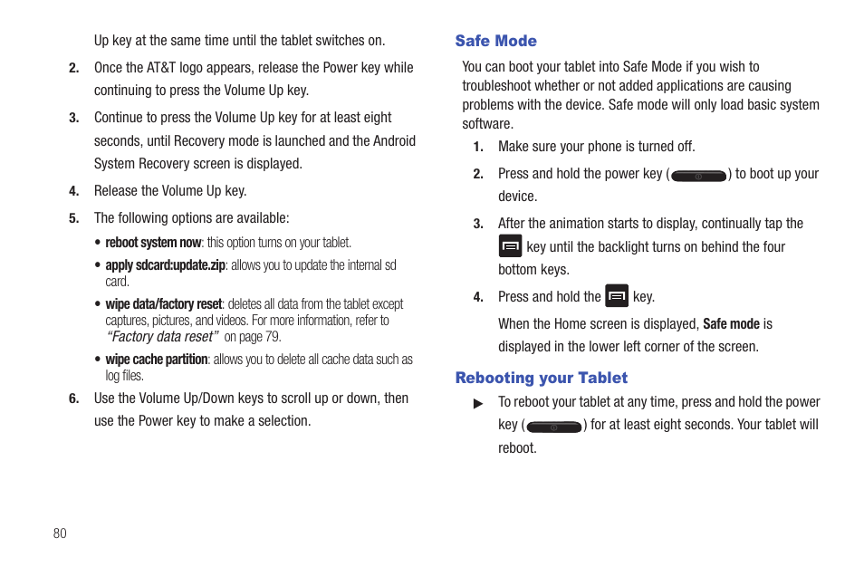 Safe mode, Rebooting your tablet, Safe mode rebooting your tablet | Samsung GALAXY Tab SGH-I987 User Manual | Page 84 / 149