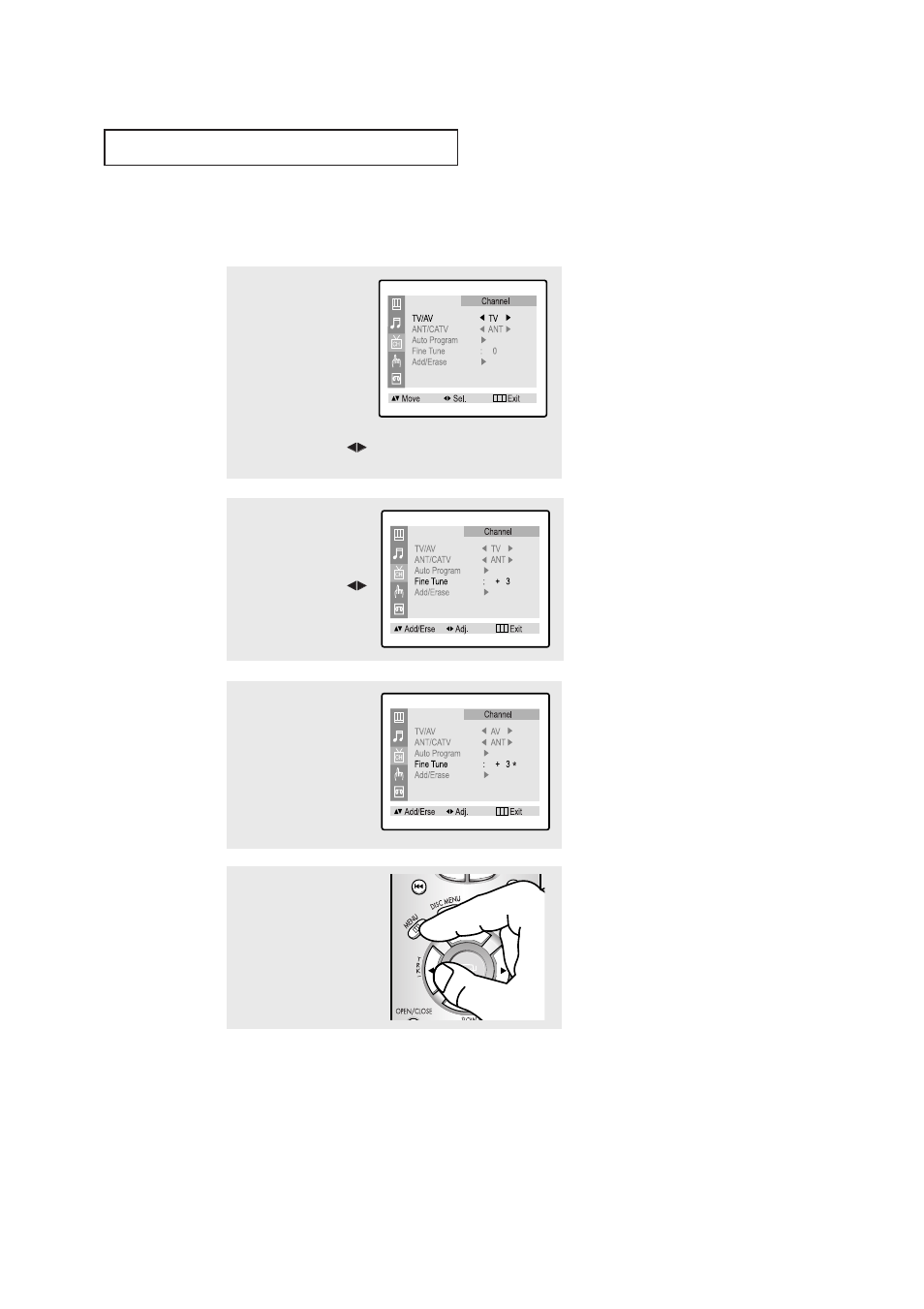Fine tuning channels, T v o | Samsung CXM 2785TP User Manual | Page 32 / 99
