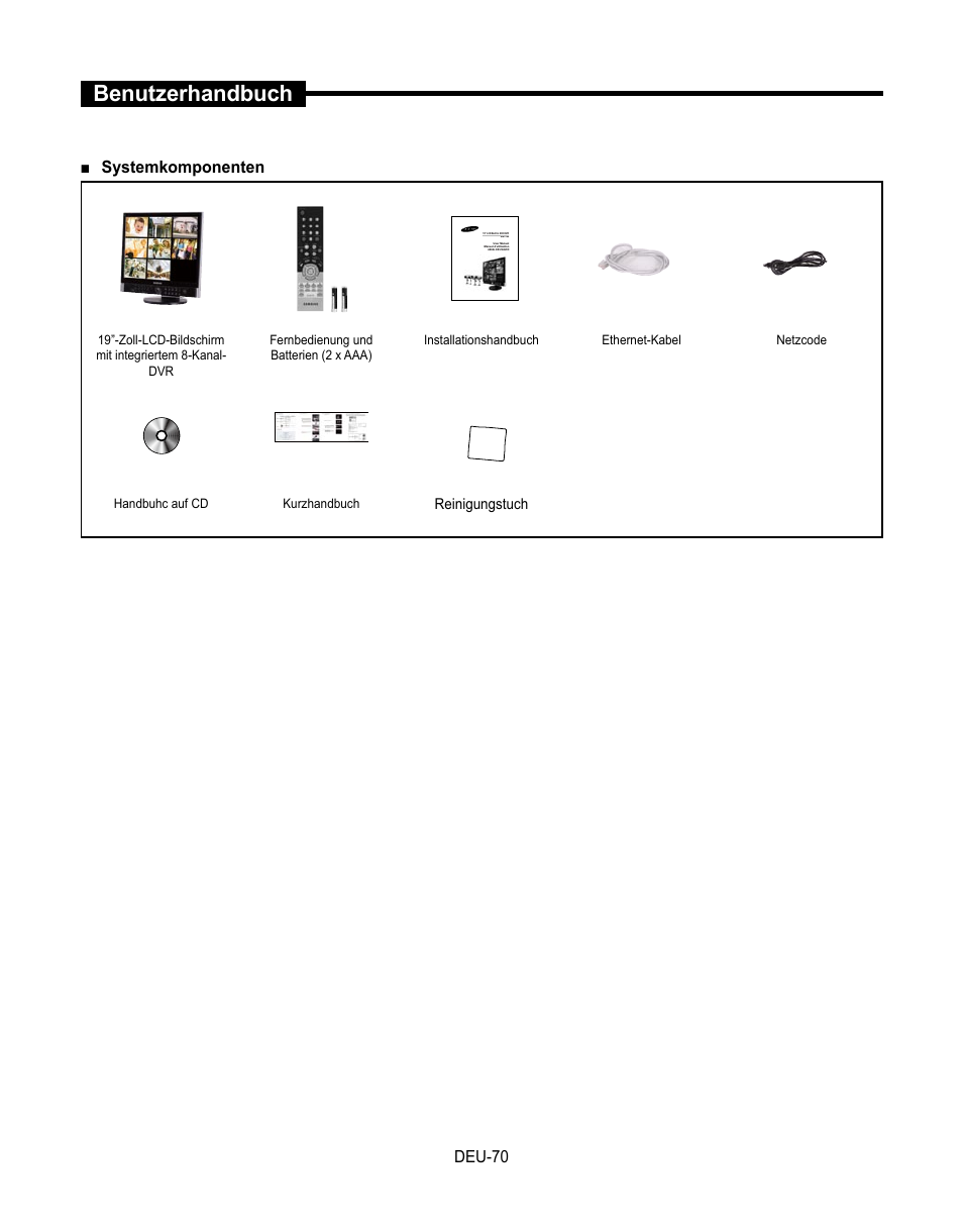 Benutzerhandbuch, Deu-70 ■ systemkomponenten | Samsung SMT-190Dx User Manual | Page 206 / 354