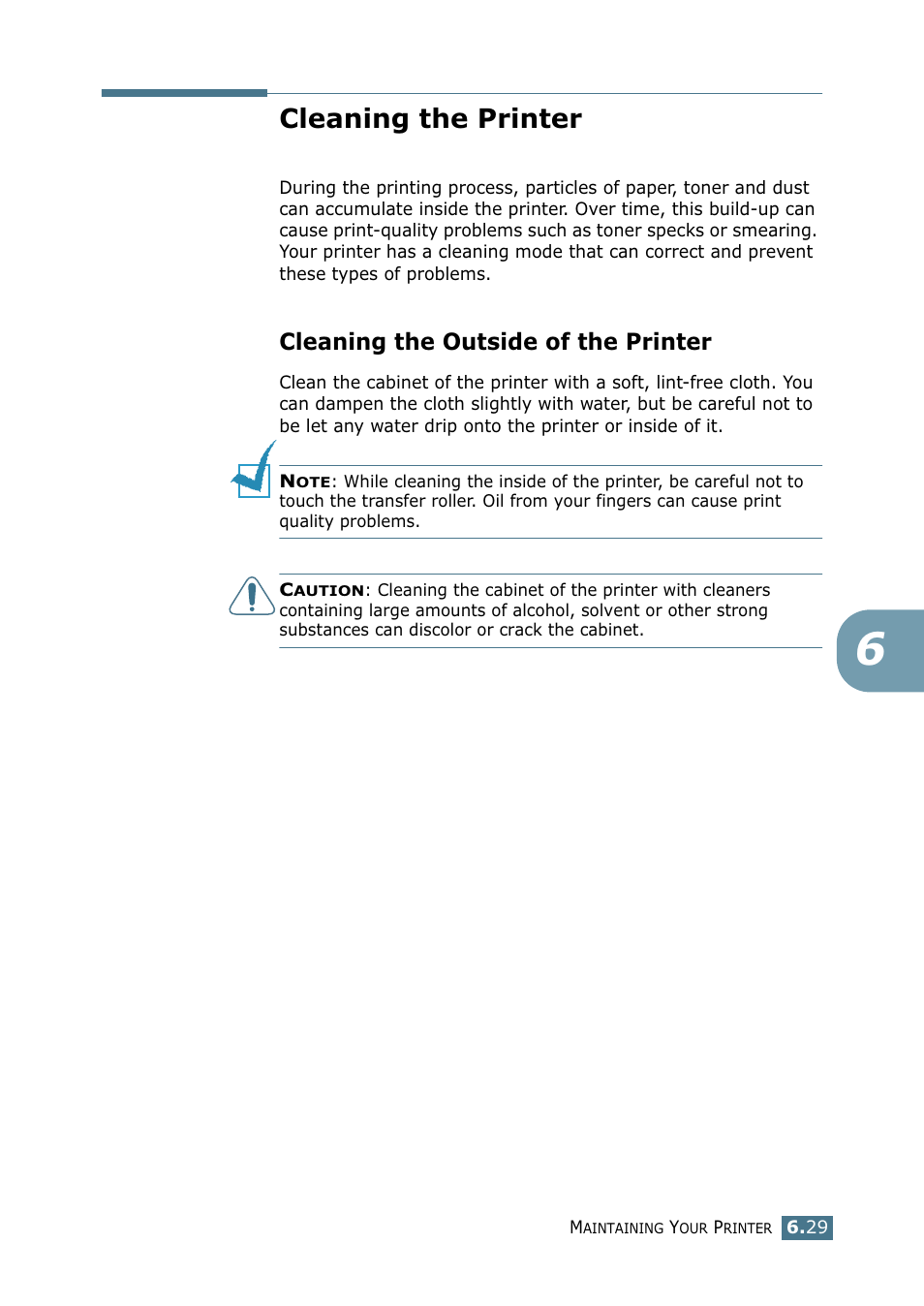 Cleaning the printer, Cleaning the outside of the printer | Samsung CLP 550 User Manual | Page 159 / 289