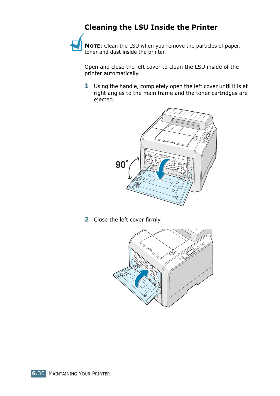 Cleaning the lsu inside the printer | Samsung CLP 550 User Manual | Page 160 / 289