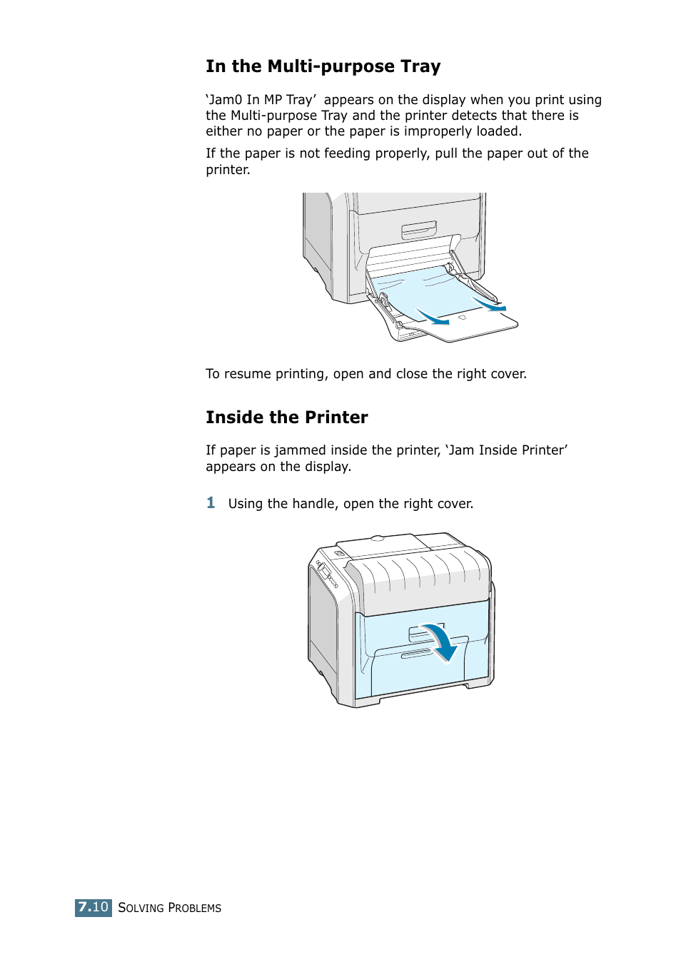 In the multi-purpose tray, Inside the printer, In the multi-purpose tray inside the printer | Samsung CLP 550 User Manual | Page 178 / 289