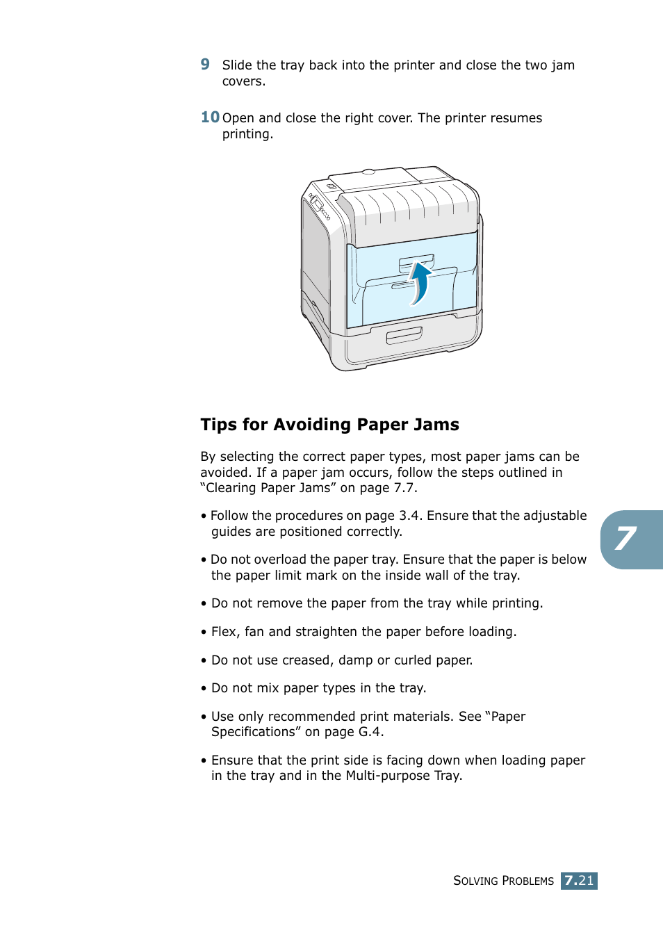 Tips for avoiding paper jams | Samsung CLP 550 User Manual | Page 189 / 289