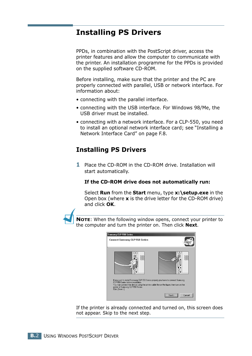 Installing ps drivers | Samsung CLP 550 User Manual | Page 216 / 289