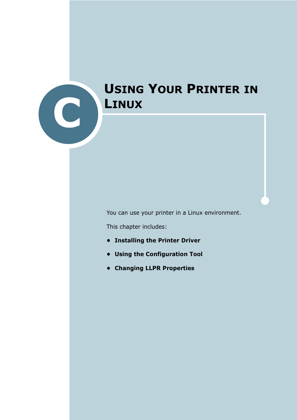 Using your printer in linux, Appendix c | Samsung CLP 550 User Manual | Page 221 / 289