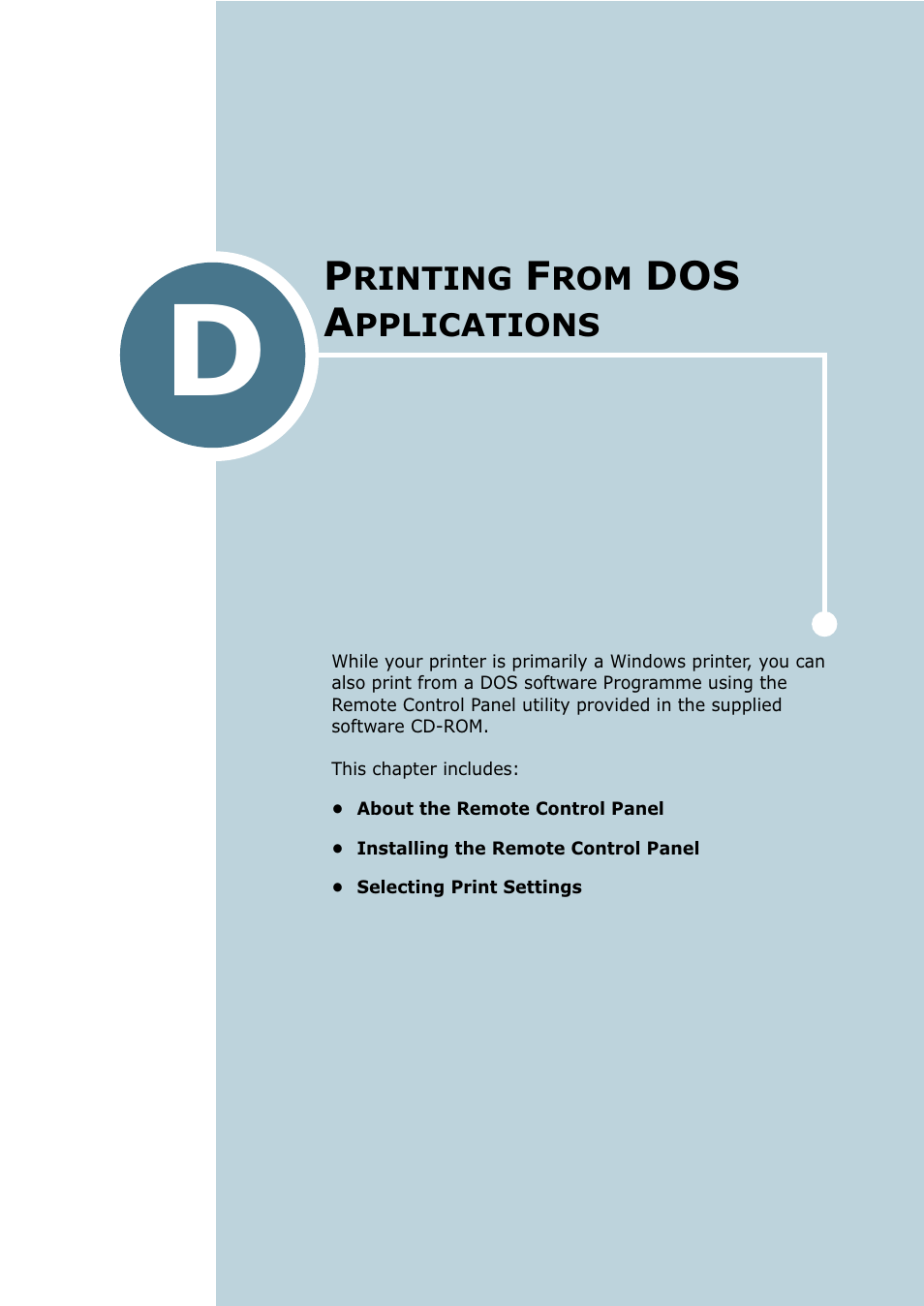 Printing from dos applications, Appendix d, Dos a | Samsung CLP 550 User Manual | Page 233 / 289