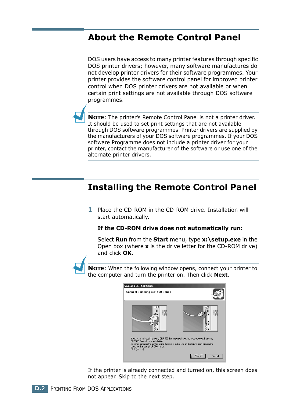 About the remote control panel, Installing the remote control panel | Samsung CLP 550 User Manual | Page 234 / 289