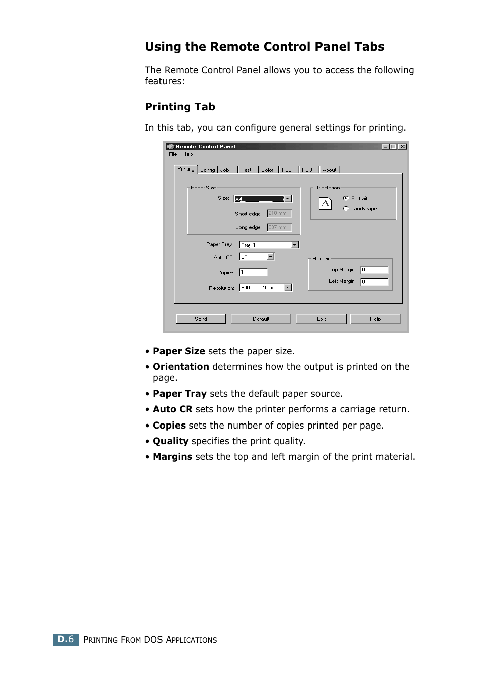 Using the remote control panel tabs | Samsung CLP 550 User Manual | Page 238 / 289