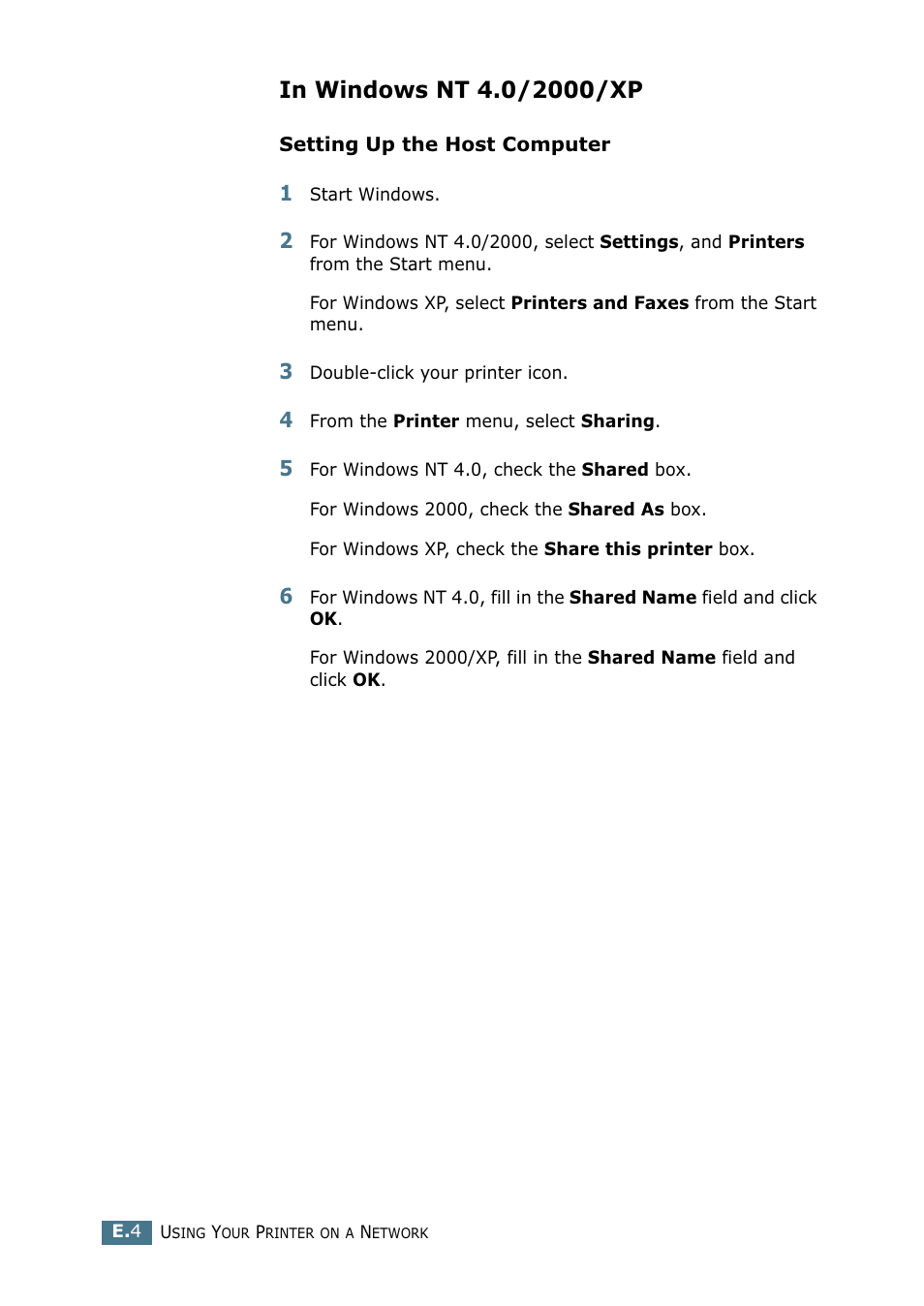 In windows nt 4.0/2000/xp | Samsung CLP 550 User Manual | Page 248 / 289