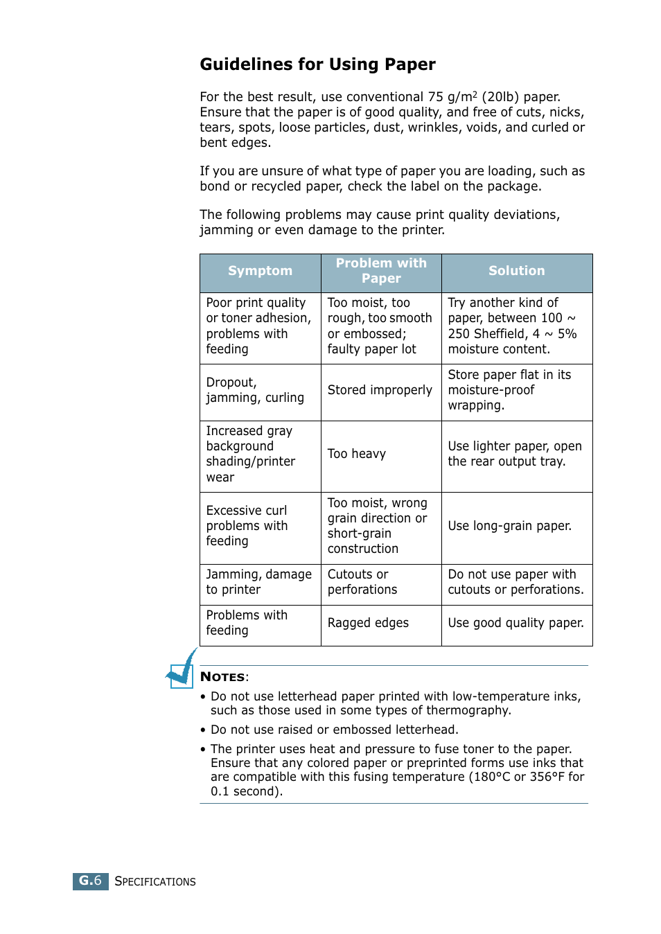 Guidelines for using paper | Samsung CLP 550 User Manual | Page 280 / 289