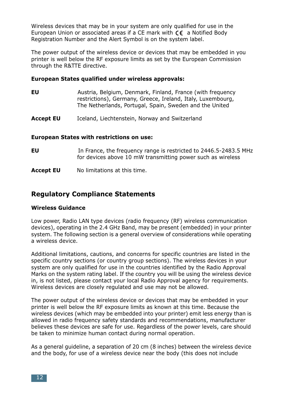 Regulatory compliance statements | Samsung CLP 550 User Manual | Page 46 / 289