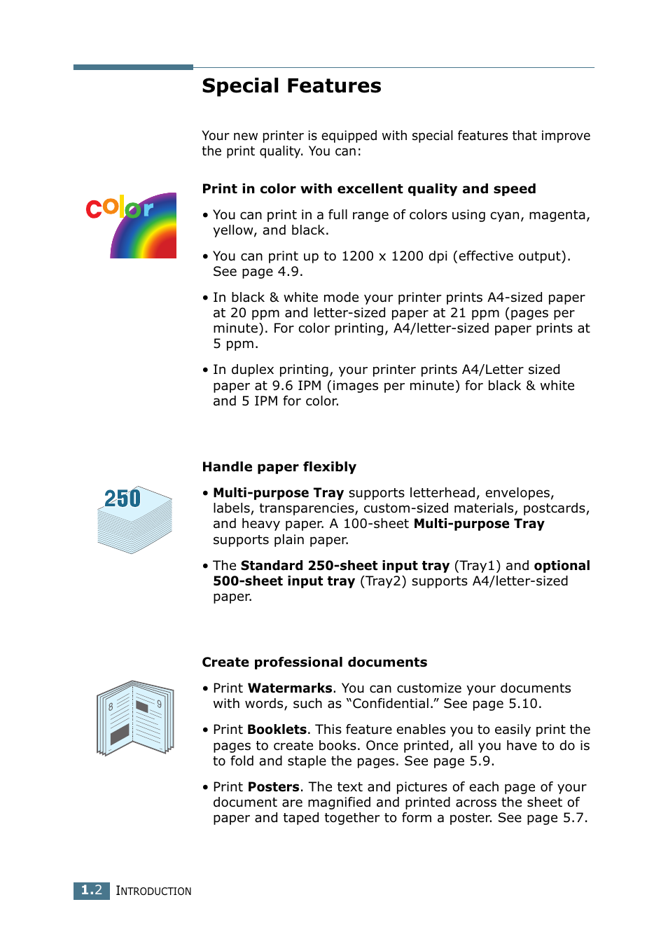 Special features | Samsung CLP 550 User Manual | Page 50 / 289
