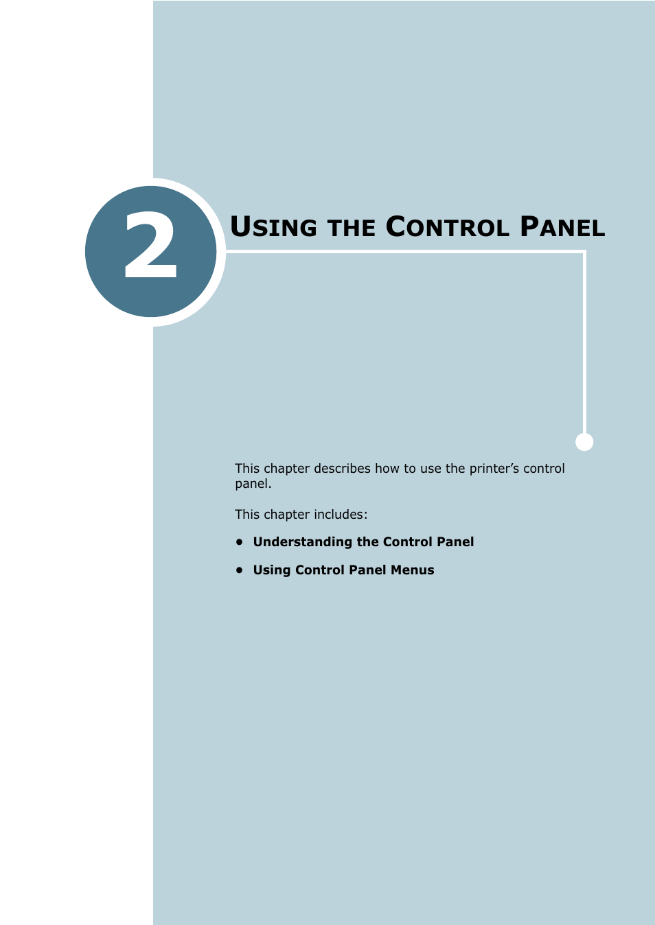 Using the control panel, Chapter 2 | Samsung CLP 550 User Manual | Page 55 / 289