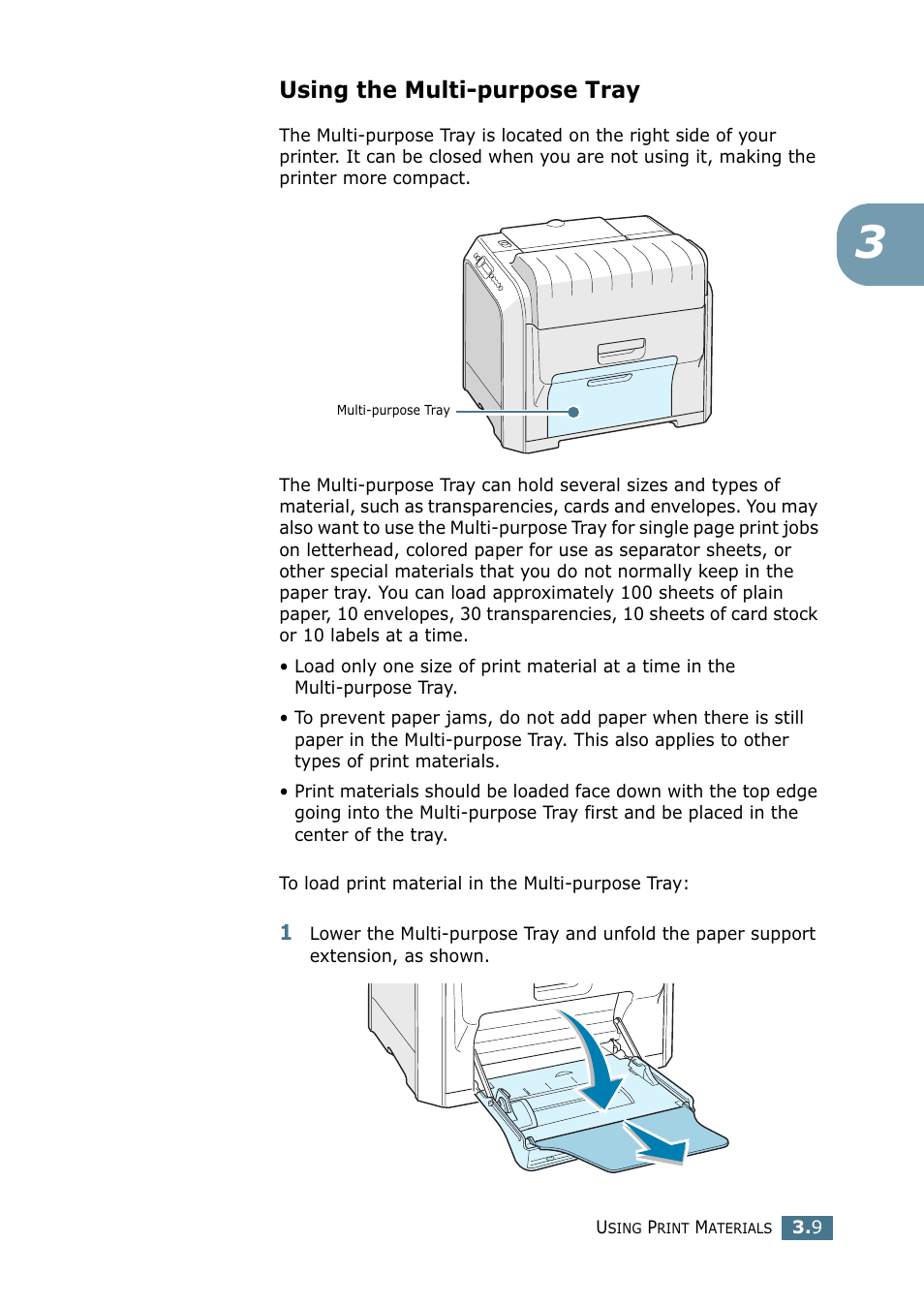 Using the multi-purpose tray | Samsung CLP 550 User Manual | Page 85 / 289