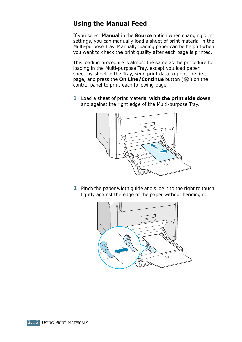 Using the manual feed | Samsung CLP 550 User Manual | Page 88 / 289