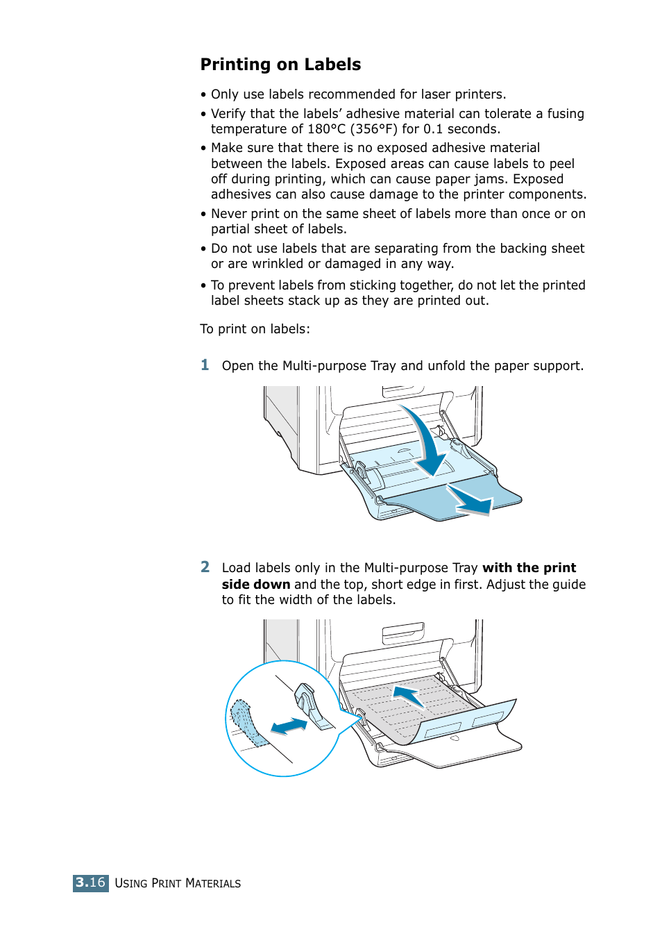 Printing on labels | Samsung CLP 550 User Manual | Page 92 / 289