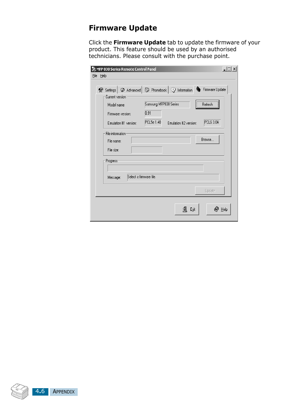 Firmware update | Samsung 835P User Manual | Page 49 / 51
