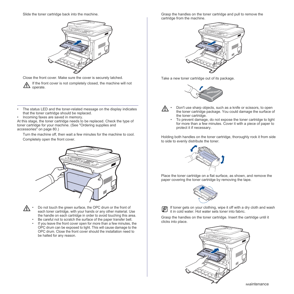 Replacing the toner cartridge, See "replacing | Samsung SCX-4828FN User Manual | Page 61 / 143