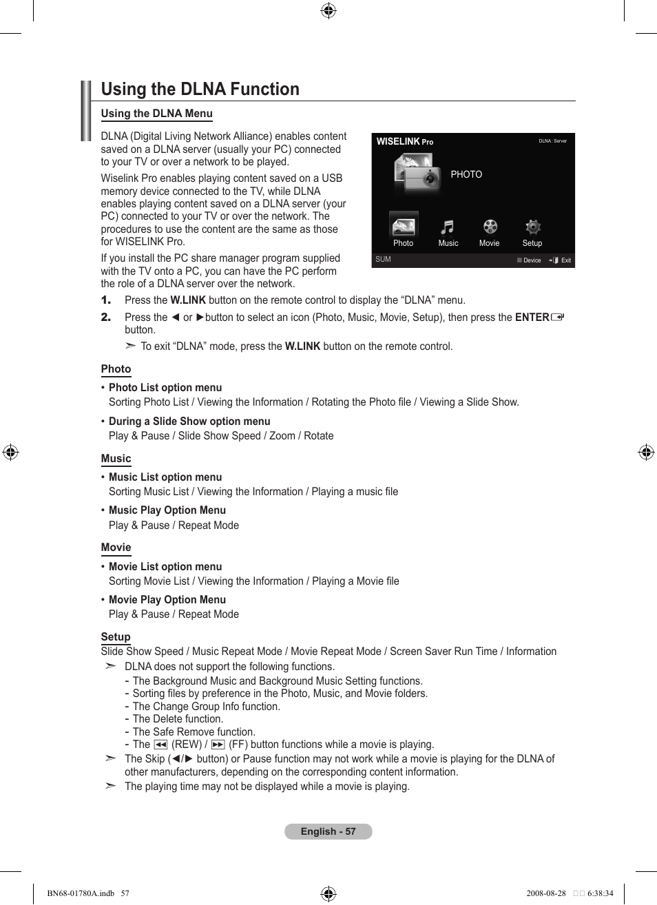 Using the dlna function | Samsung BN68-01780A-00 User Manual | Page 59 / 79