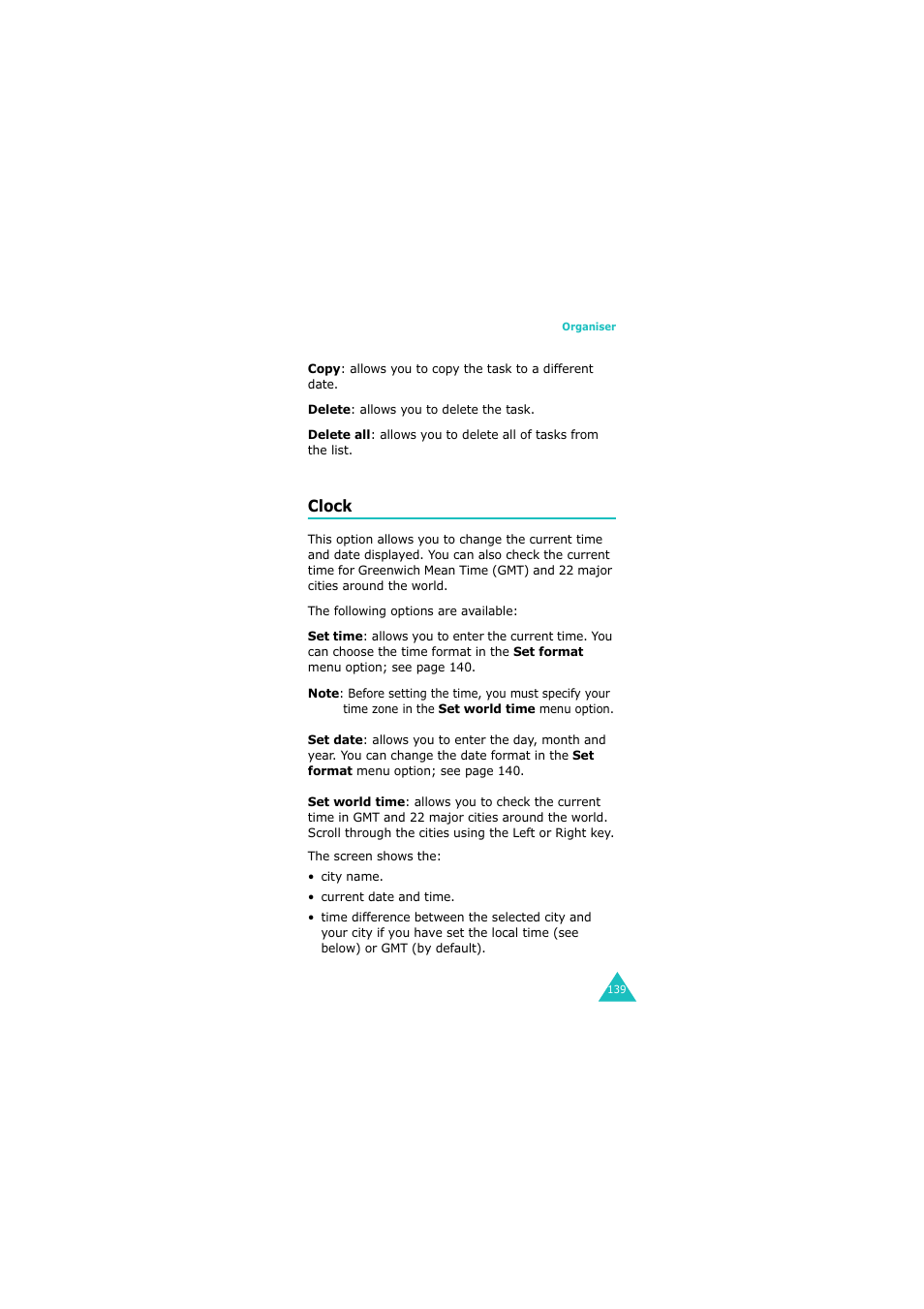 Clock | Samsung 08/2004 User Manual | Page 140 / 196