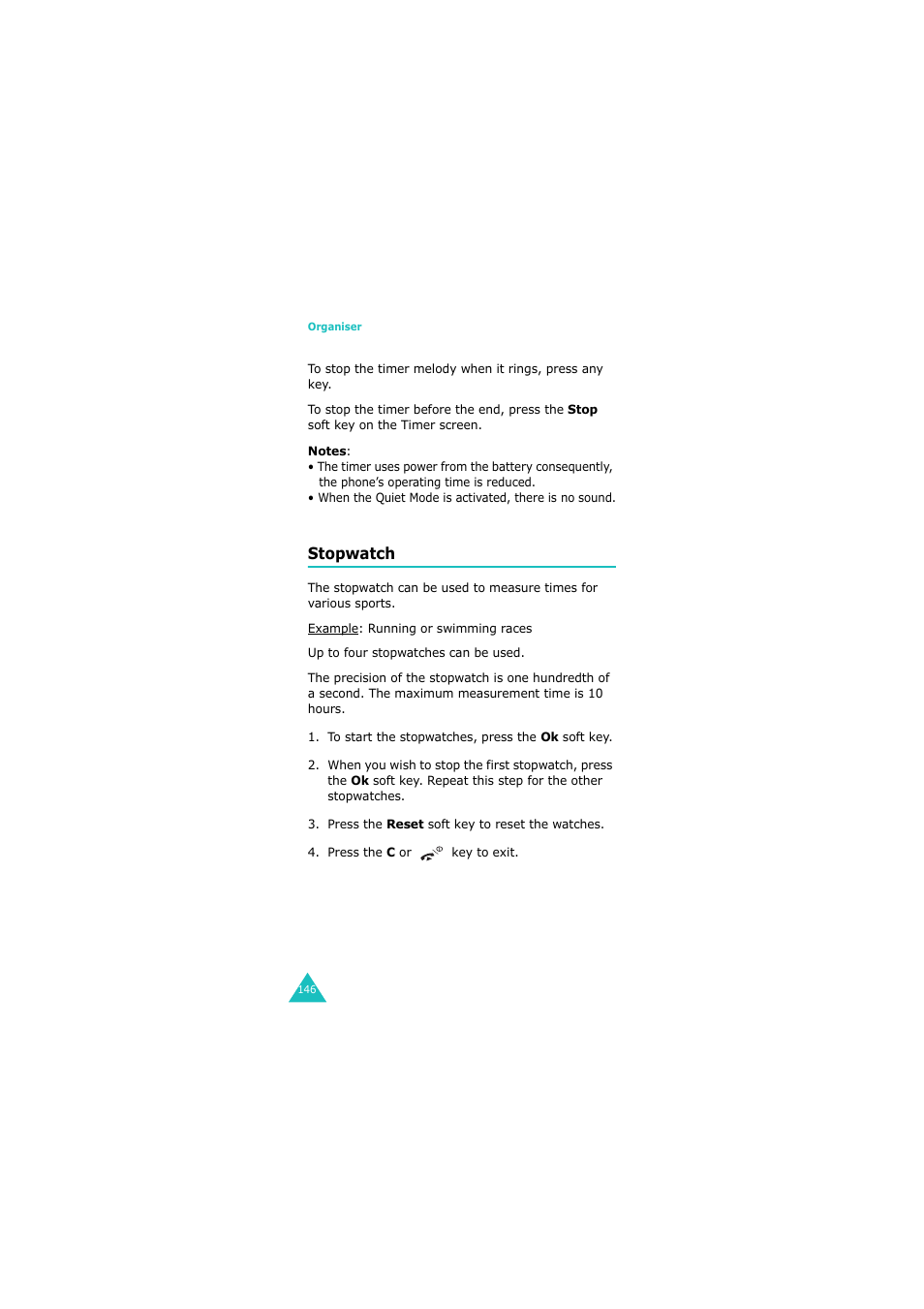 Stopwatch | Samsung 08/2004 User Manual | Page 147 / 196