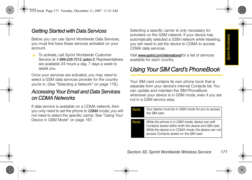 Getting started with data services, Using your sim card’s phonebook | Samsung ACE User Manual | Page 186 / 210