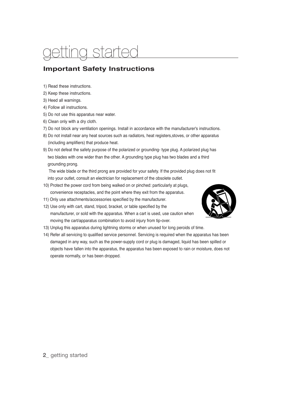 Getting started | Samsung DVD-1080P9 User Manual | Page 2 / 68