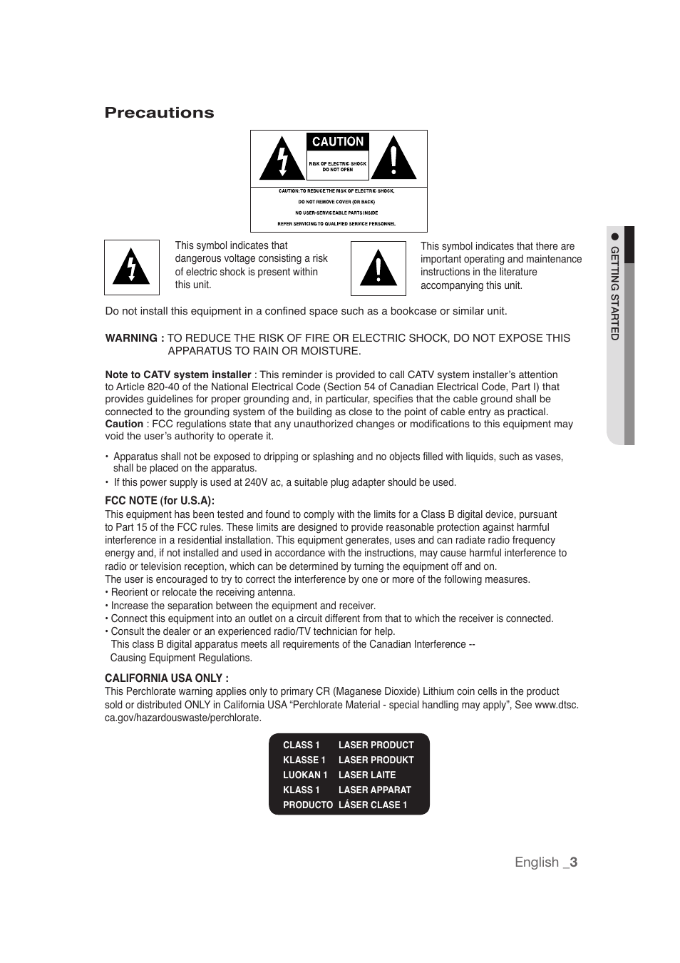 Precautions, English _3 | Samsung DVD-1080P9 User Manual | Page 3 / 68