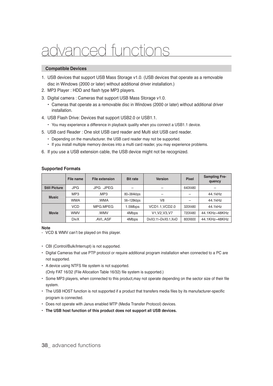 Advanced functions, 38_ advanced functions | Samsung DVD-1080P9 User Manual | Page 38 / 68